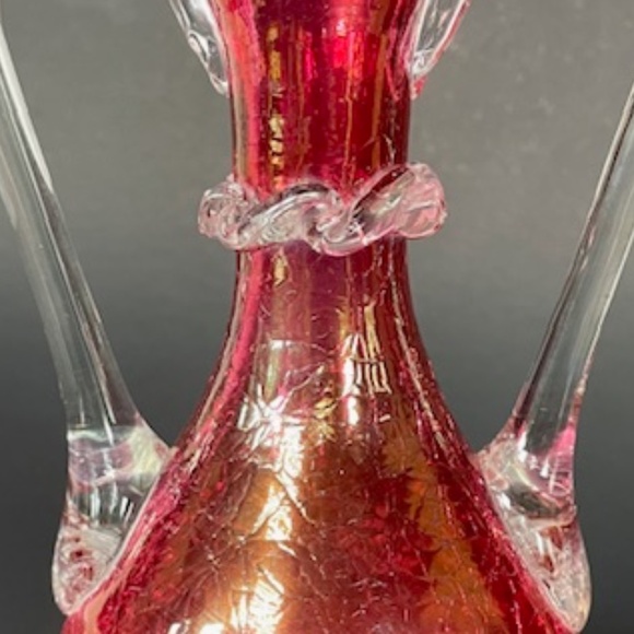 Vintage Hand-blown Crackle Glass Vase - Picture 2 of 5